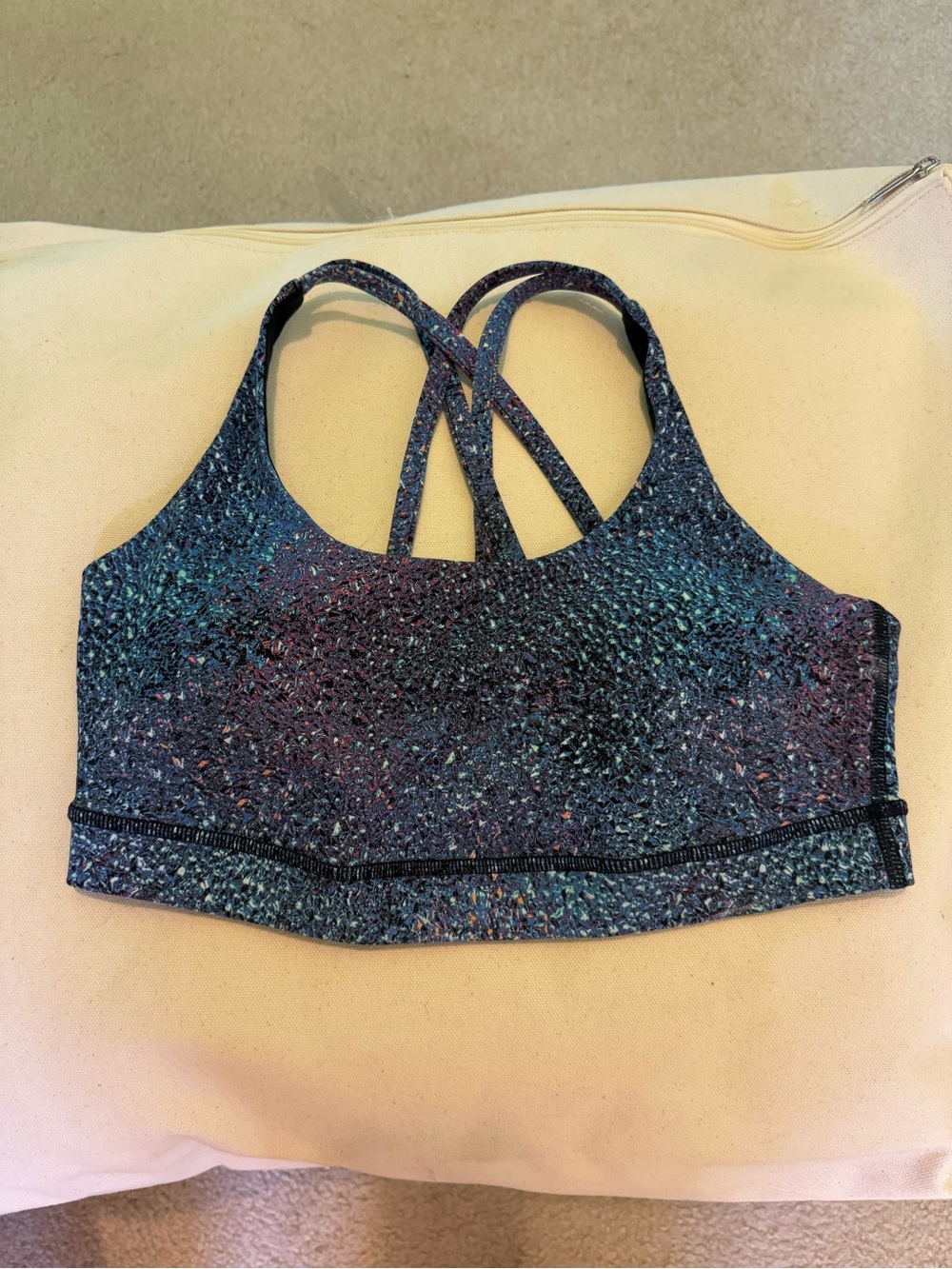 lululemon athletica Blue Speckled Crossback Sports Bra